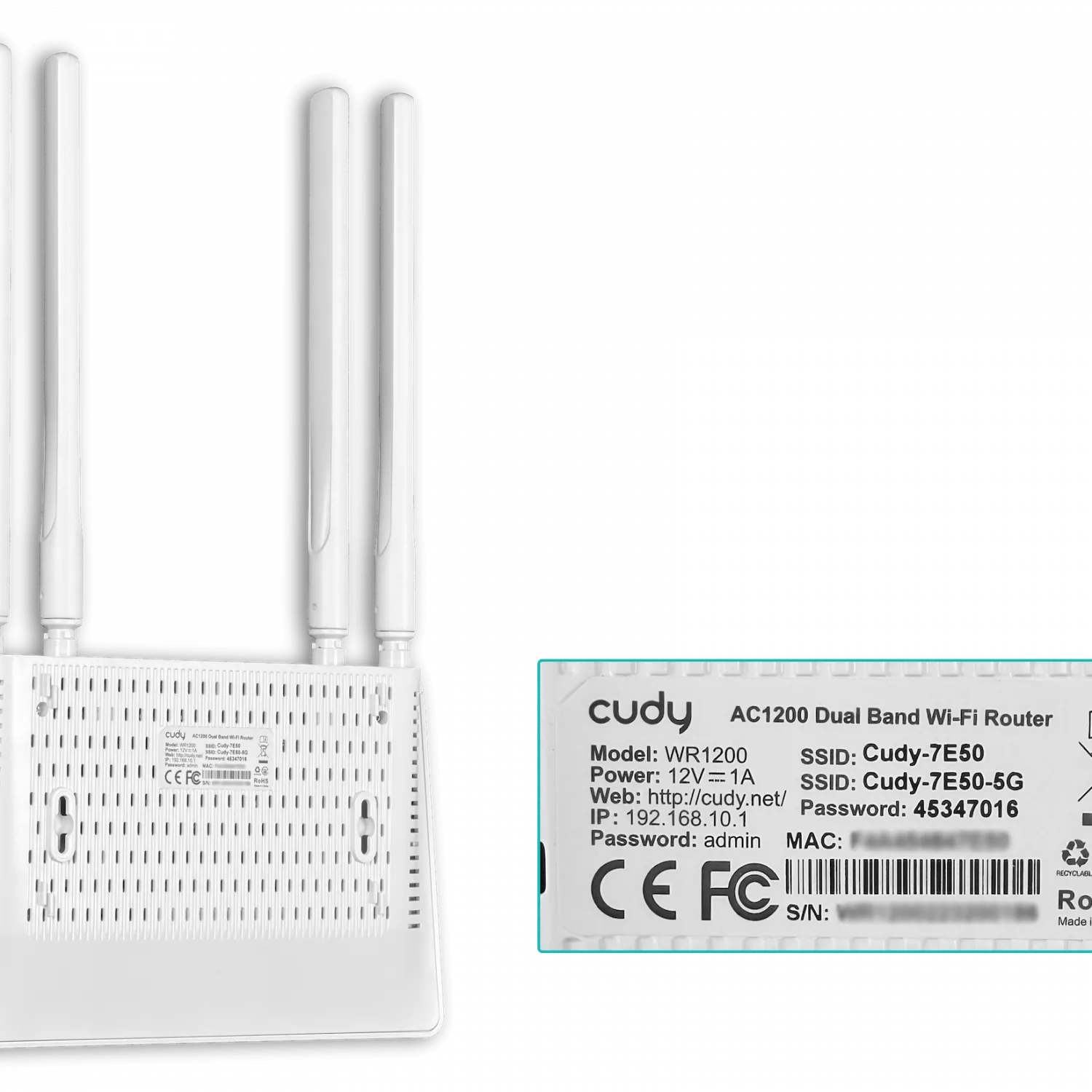 CUDY 4 Ant Fijas 1-WAN 4-1000 AC1200 VPN 2,4/5GHz inc-12V Router 5
