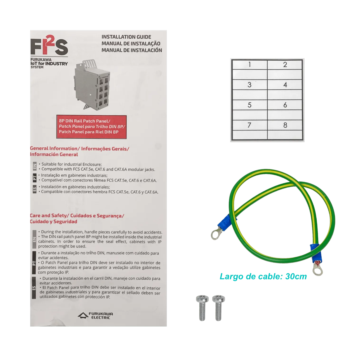 FURUKAWA Req-8-Keystone Patch Panel Riel Din Vacio Metal 8P 35150333 6