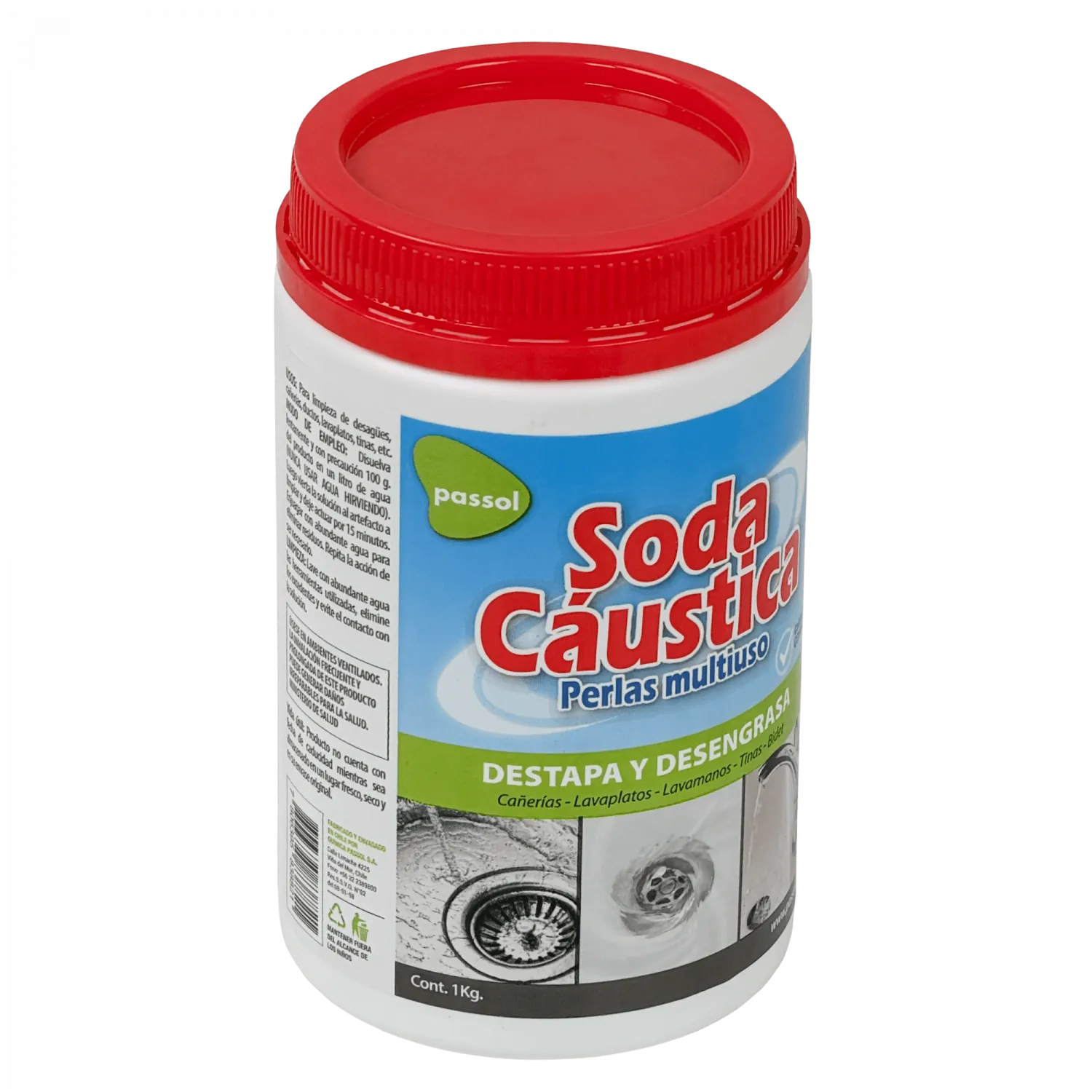 PASSOL Soda Caustica Perlas Multiuso 1Kg 3