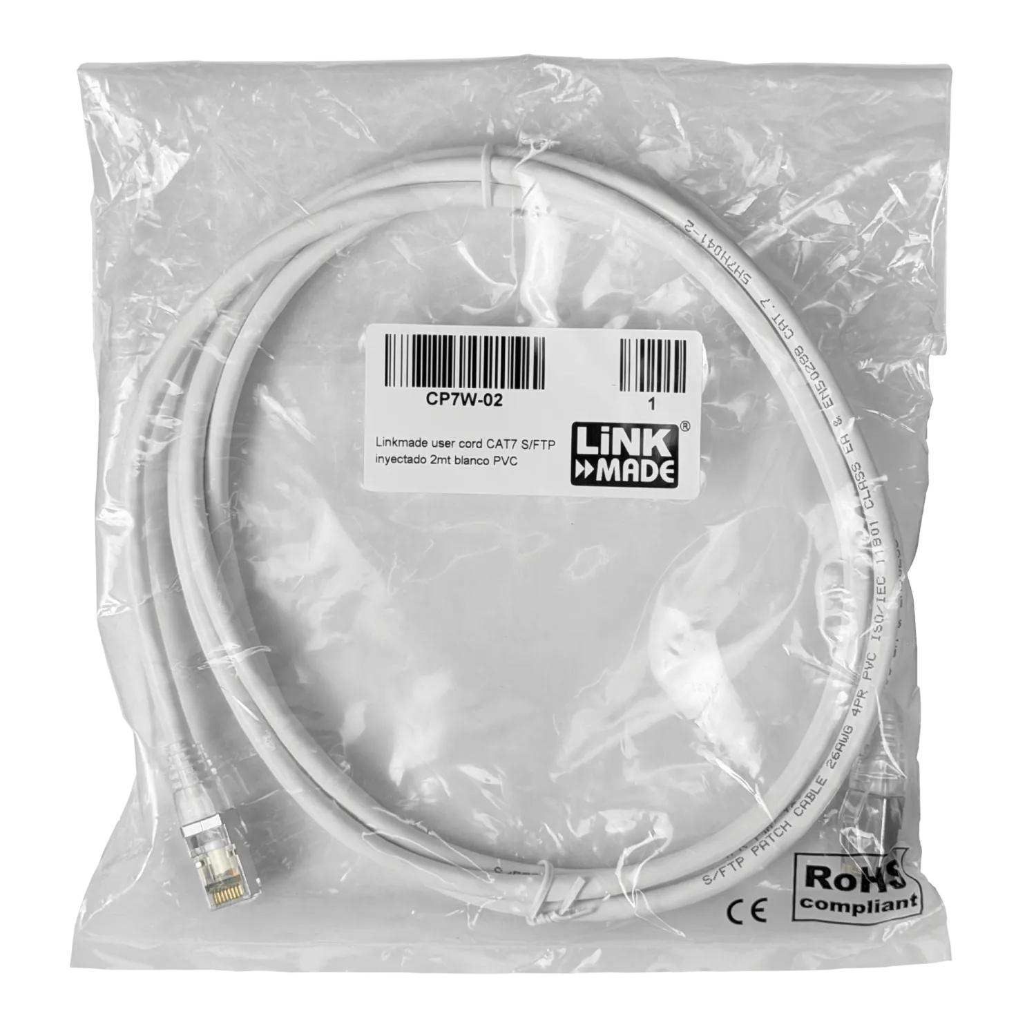 Cable patch INYECT S/FTP Cat7 2mt blanco 3