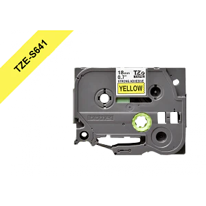 Cinta Laminada Brother TZE-S641, Texto Negro sobre Fondo Amarillo, Ancho 18 mm, Longitud 8 m