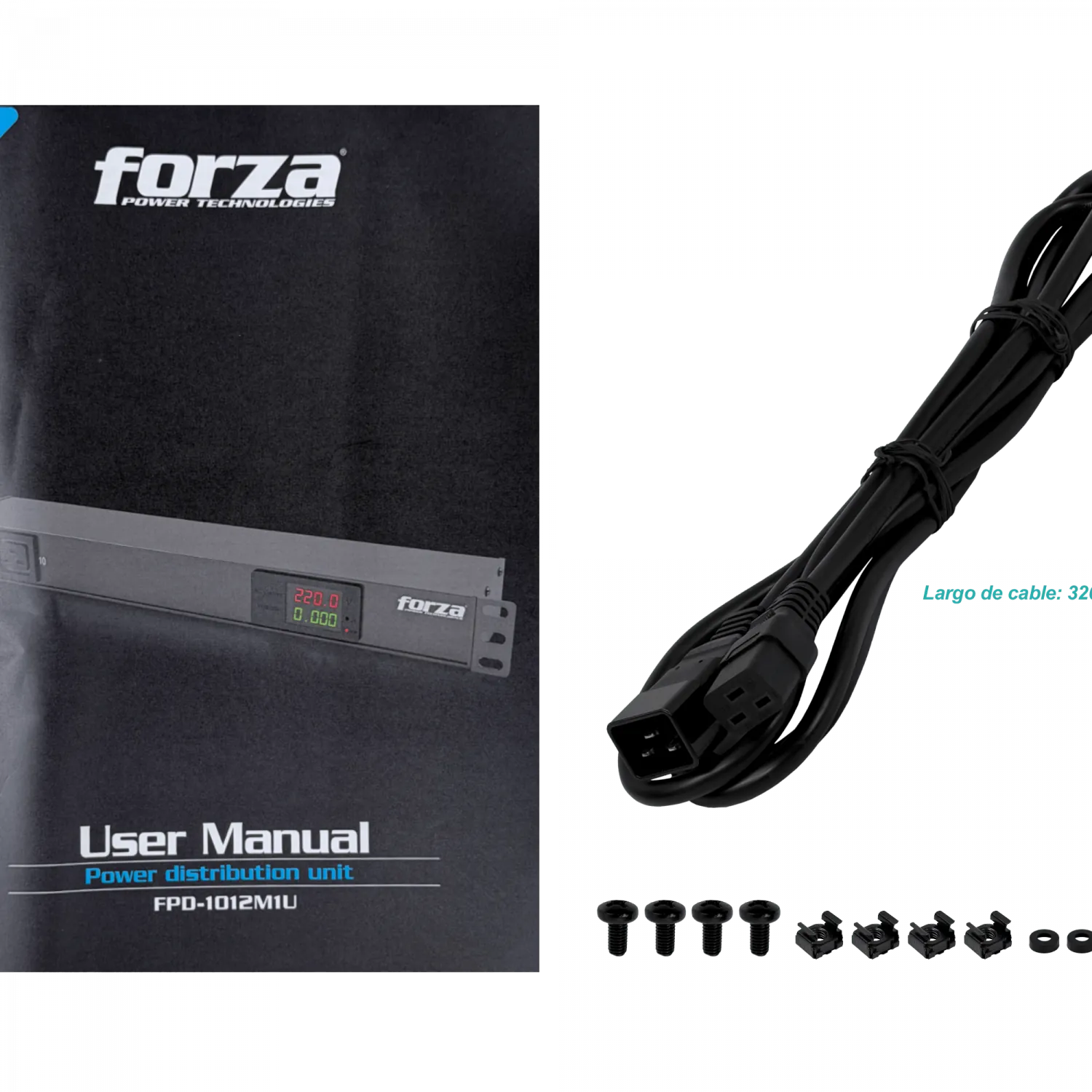 FORZA PDU 16A 4000W 8 Enchufes 8-C13 2-C20 16A Mide/Volt-Amp Rack 1U 6