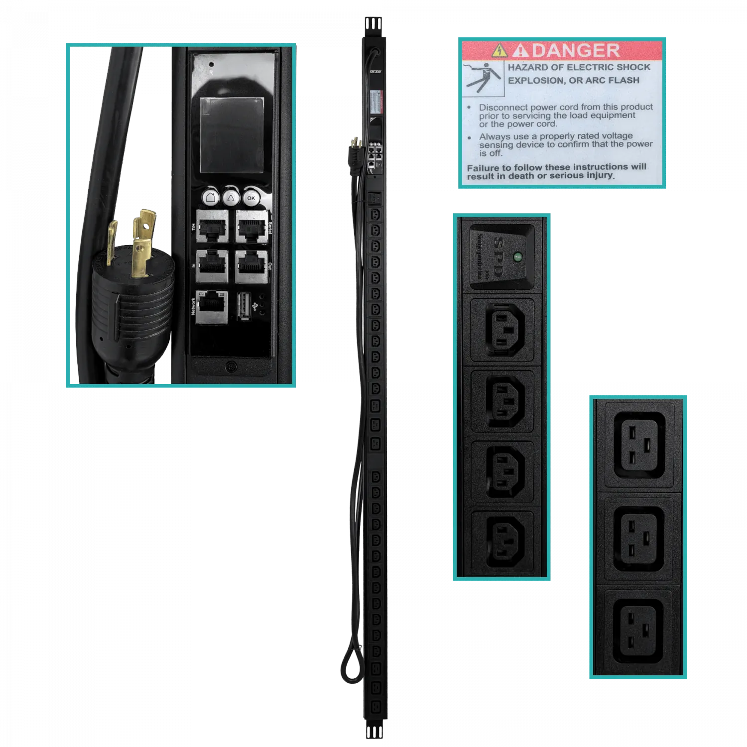 FORZA Vertical 7200W 24-C13 6-C19 5-RJ45 USB IP RS232 Mide/Volt-Amp 3