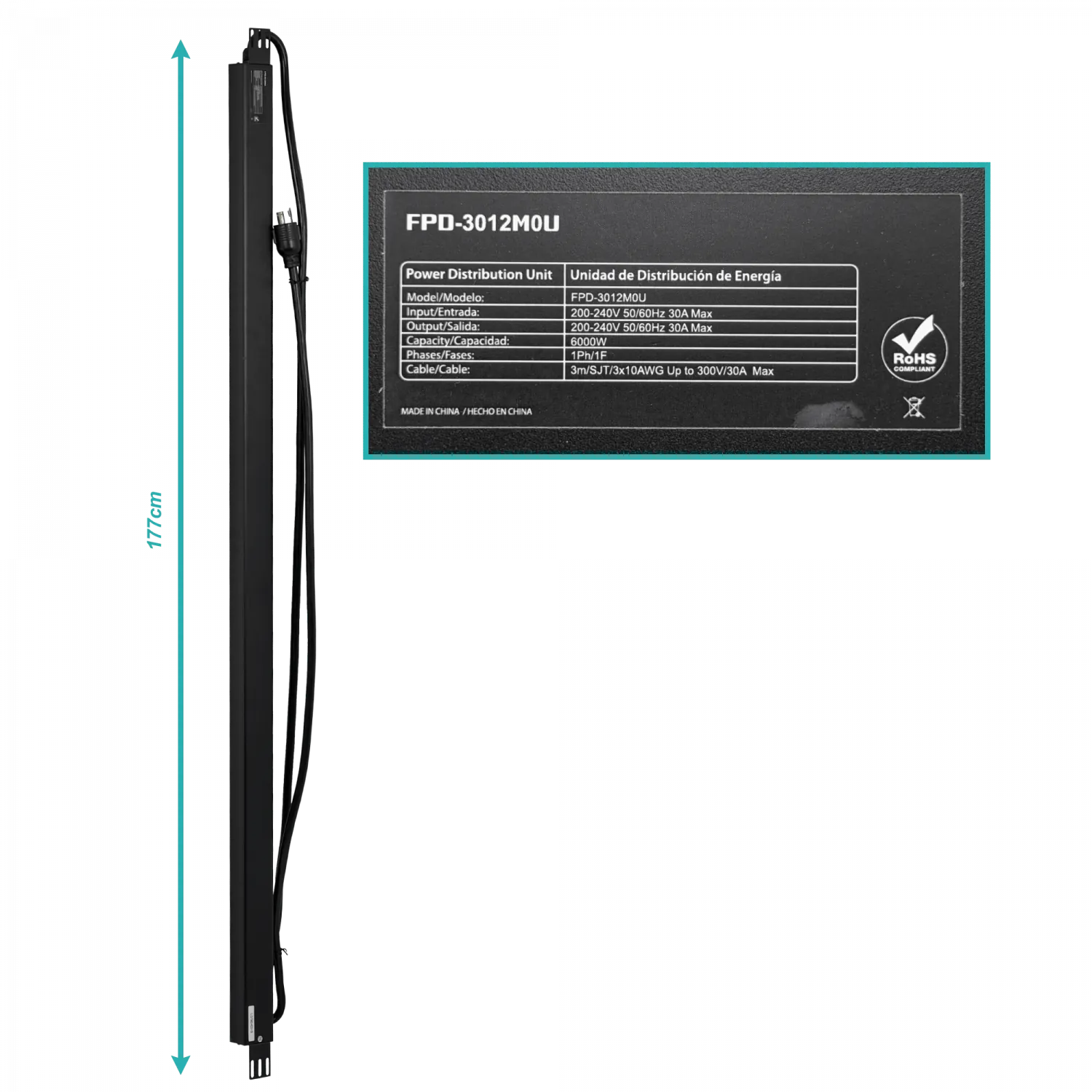 FORZA Vertical 6000W 24-C13 6-C19 Pantalla LCD 2 Mide/Volt-Amp 5