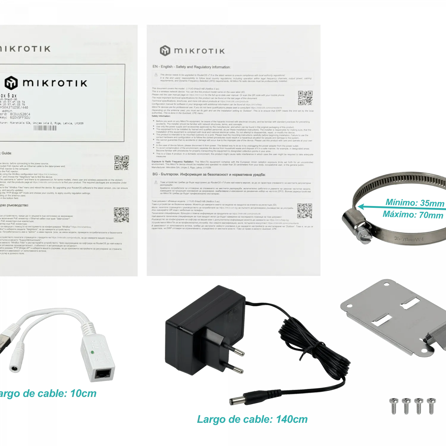 MIKROTIK Exterior 802.11AX WiFi6 2X2 1-1000 2-RPSMA L4 L11UG-5HaxD-NB 2