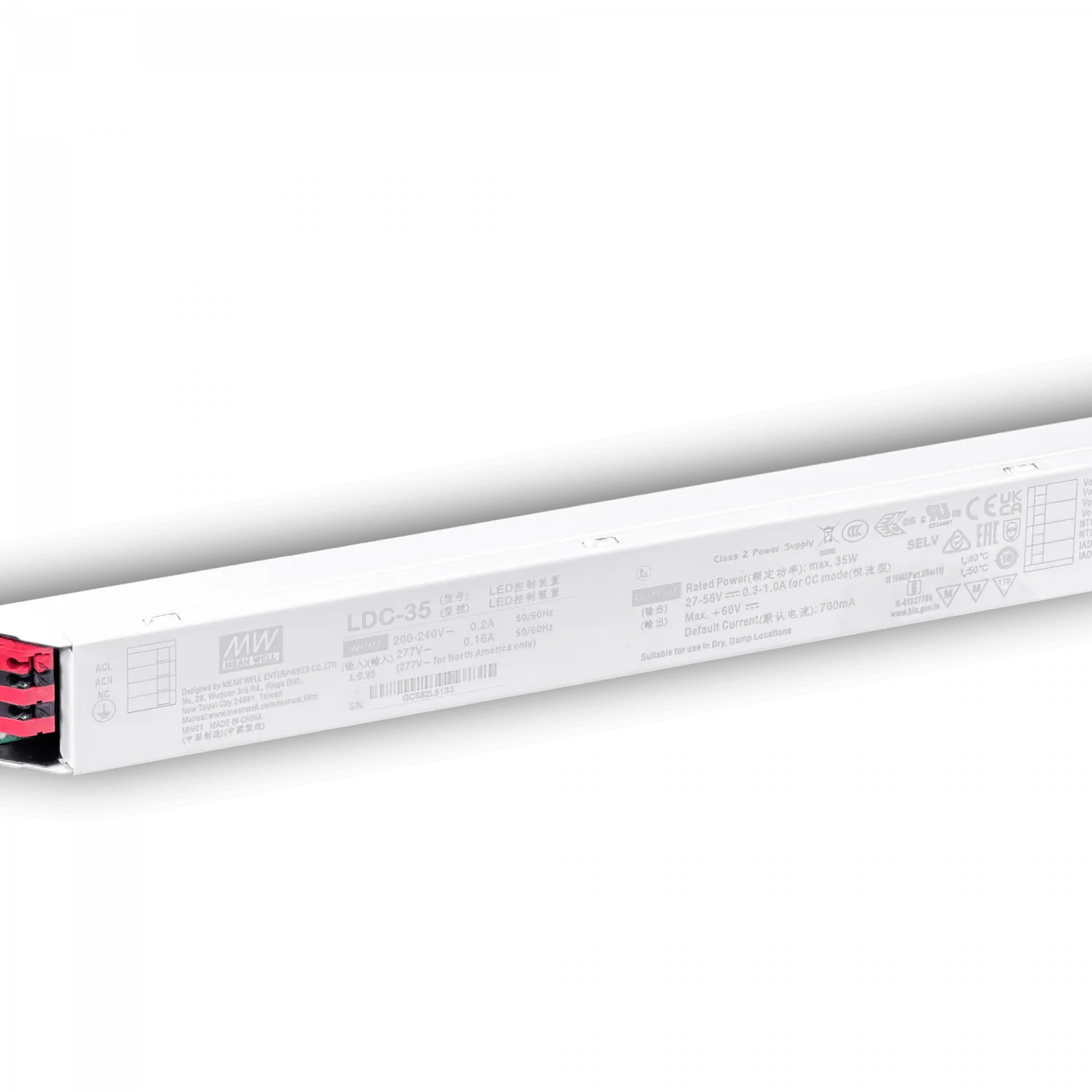 MEANWEALL 35W 700mA out:27-56V 50/60Hz in:200-240VAC DRIVER LED 3