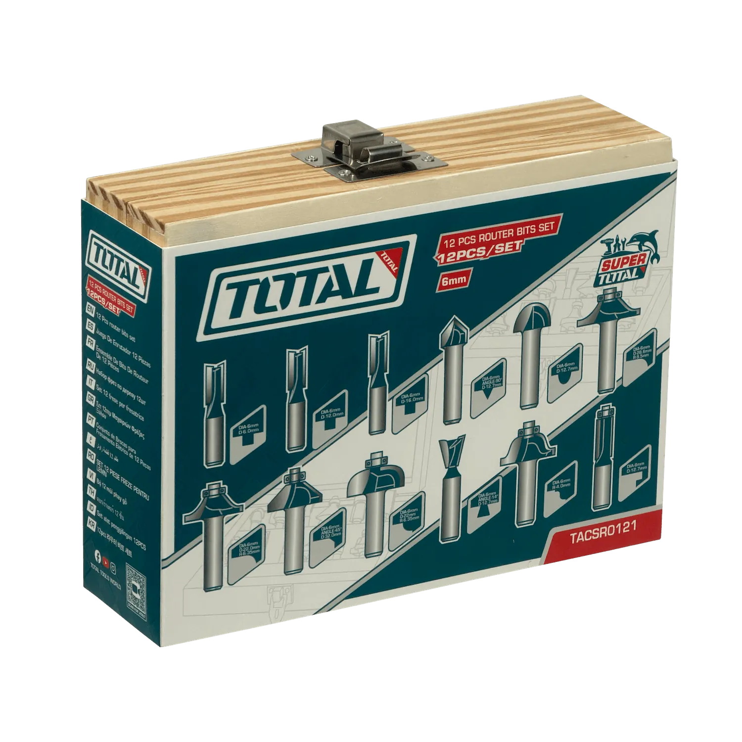 TOTAL Set de 12 Fresas p/Madera Diametro 6mm para/FRE-600 TACSR0121 5