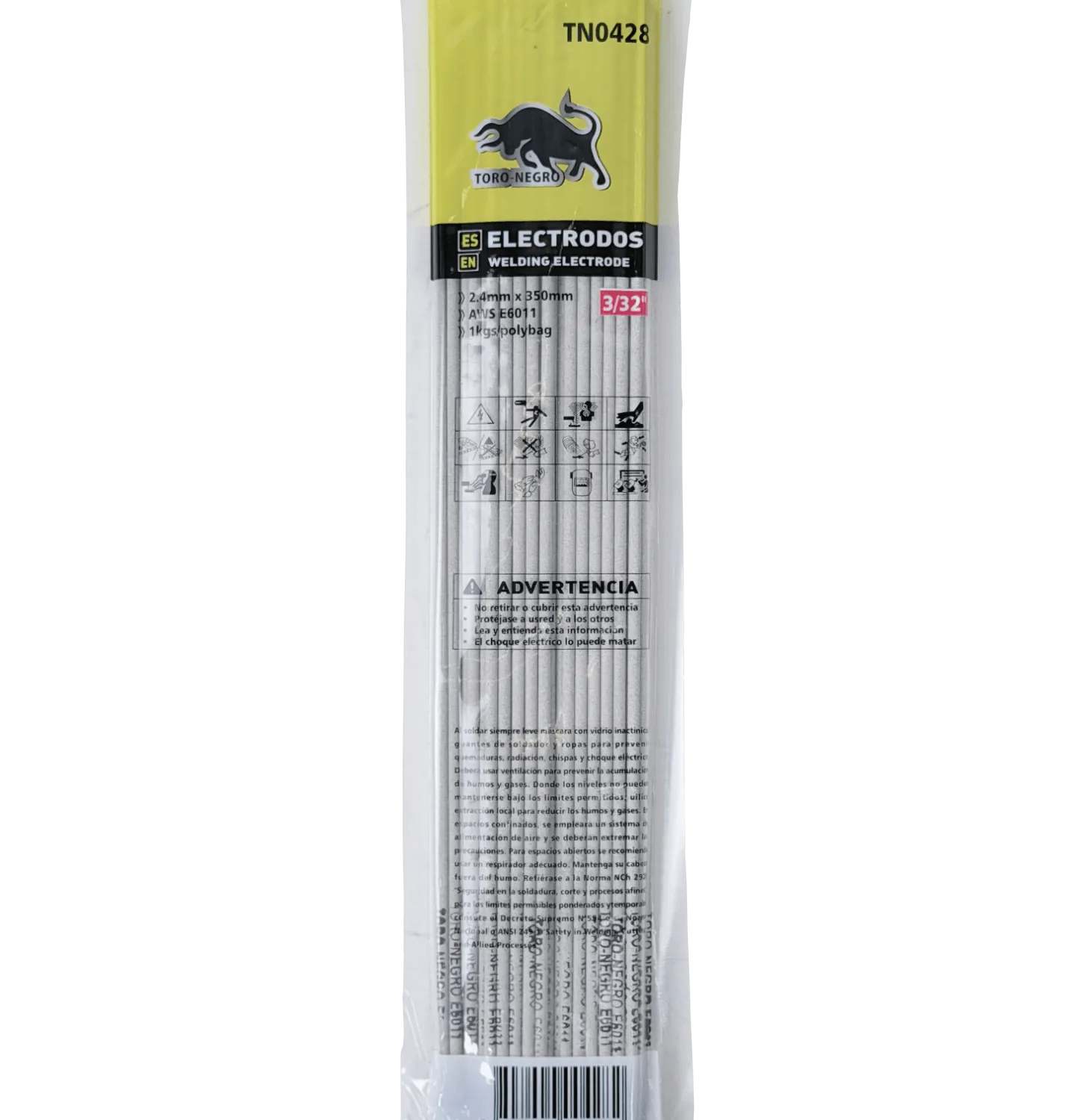 Electrodo 3/32p 2,4x350mm 1kg 50-80Amp soldadura fierro 2.5mm 2