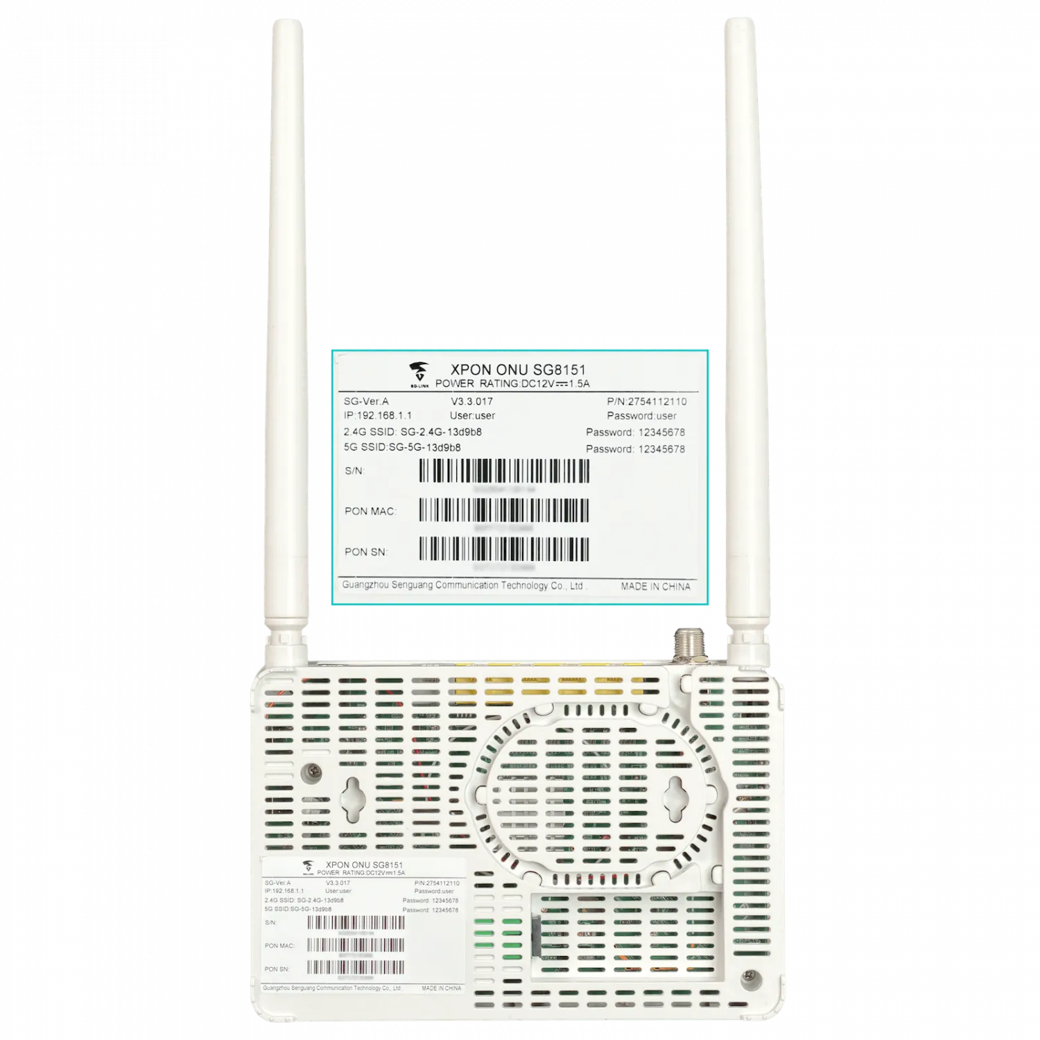 ONU XPON CATV WiFi-AC 4-1000 1-F-H RJ11-FXS SC/APC 2-USB-AH req-12V 2
