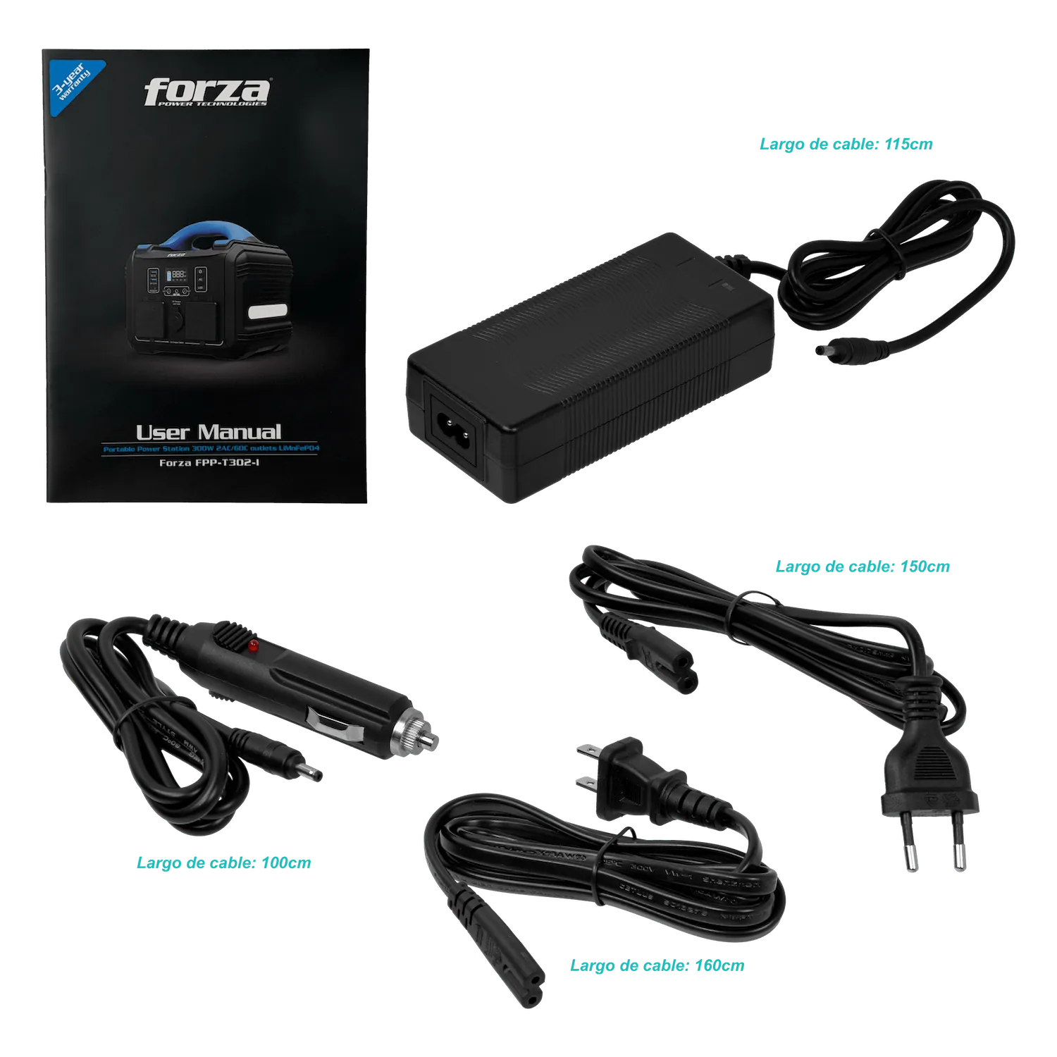 FORZA 300W Bateria Litio LMFP 236Wh Portatil inversor OndaPura MPPT 9