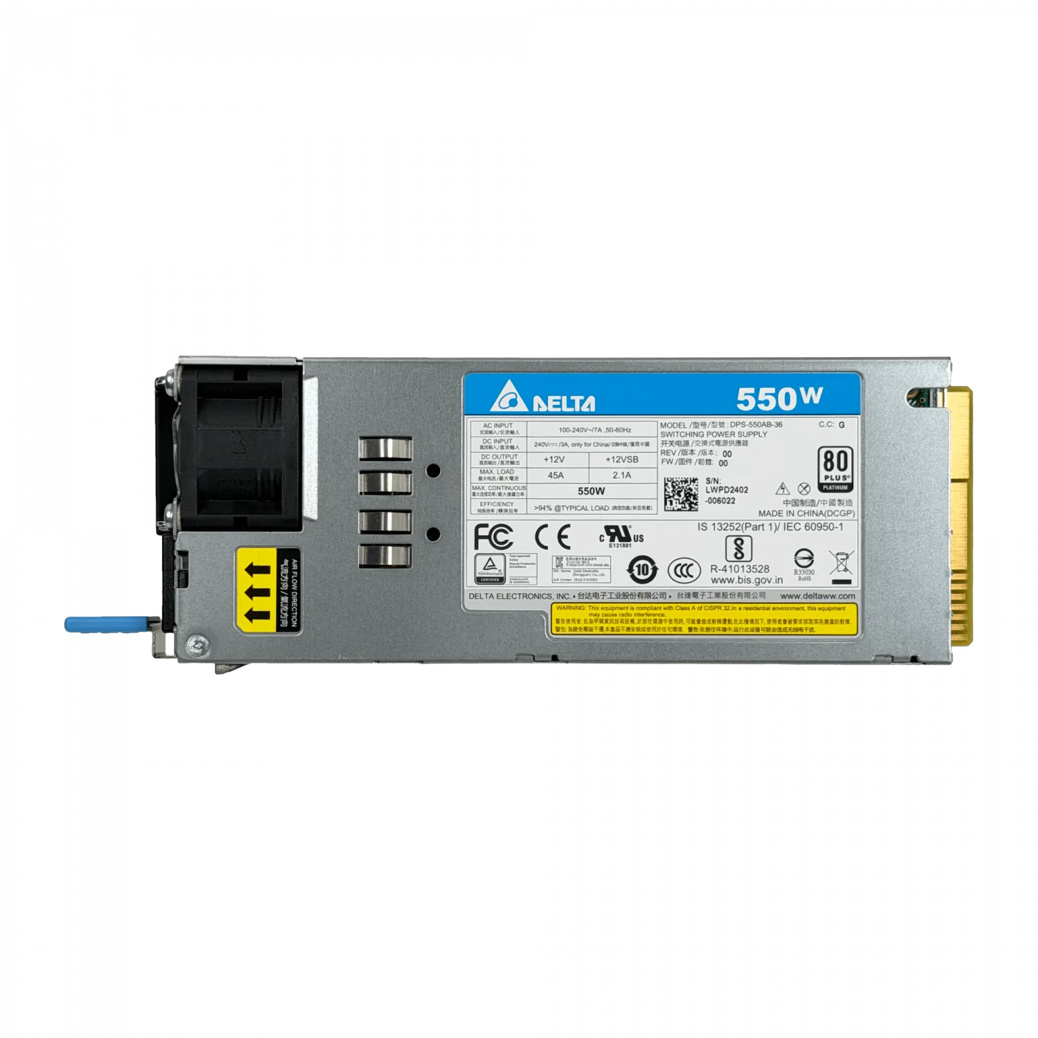 MIKROTIK Fuente Repuesto p/RDS2216 C14 550W 100-240VAC Hot-Swap 12V 2