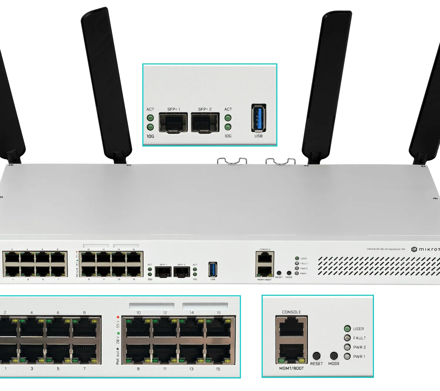 MIKROTIK WiFi6 17-1000(8-PoE+) 150W 2-SFP+ 5/2,4GHz USB L2 2-220VAC 1