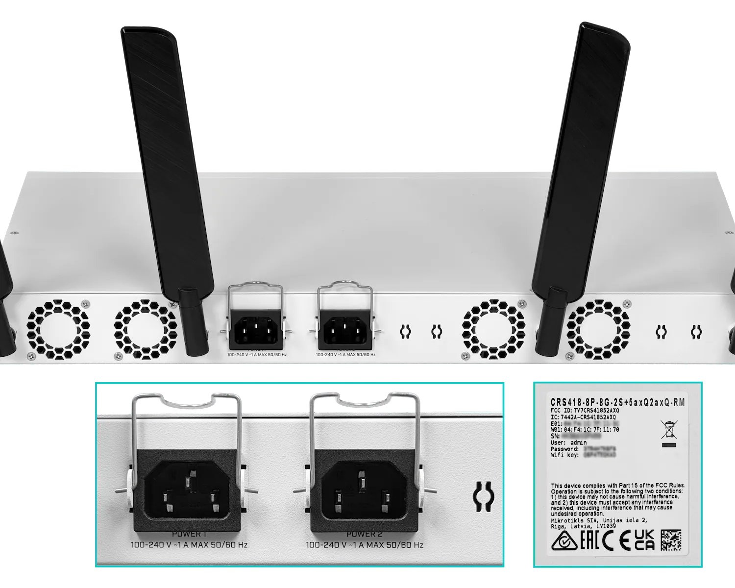 MIKROTIK WiFi6 17-1000(8-PoE+) 150W 2-SFP+ 5/2,4GHz USB L2 2-220VAC 4