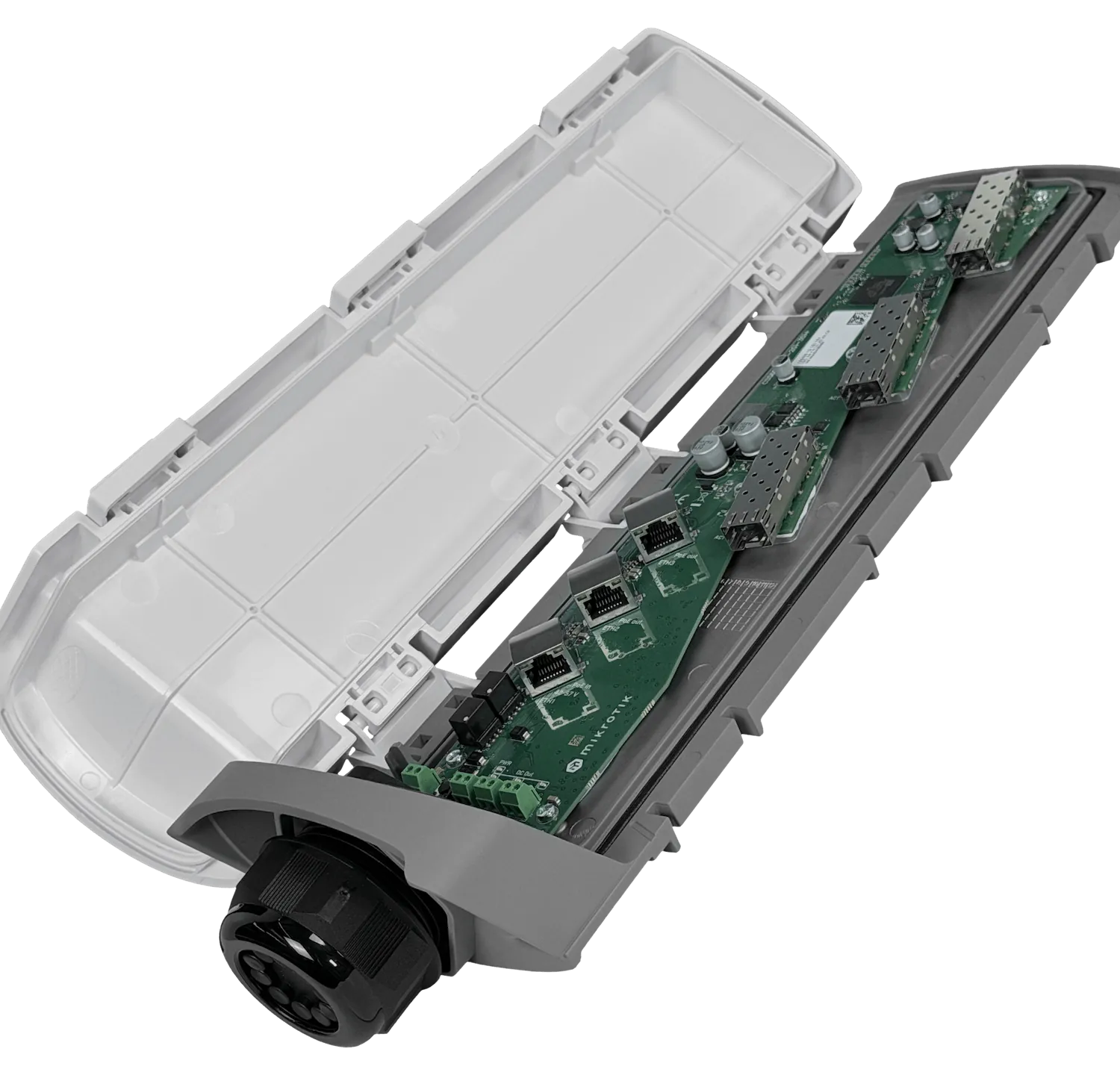 MIKROTIK 1-1000-in 2-1000-out 3-SFP+ in-12-57Vdc Out-12-57Vdc Switch 3