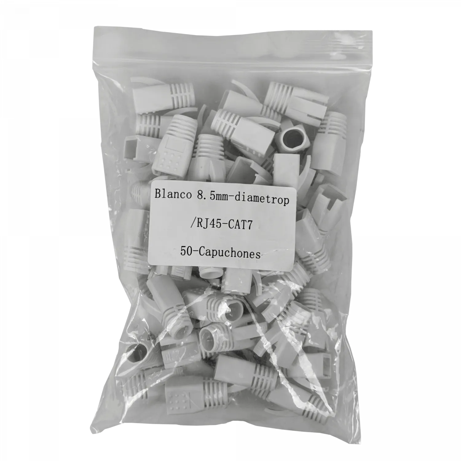 Blanco 8,5mm diametro p/RJ45-CAT7 50-Capuchones 1