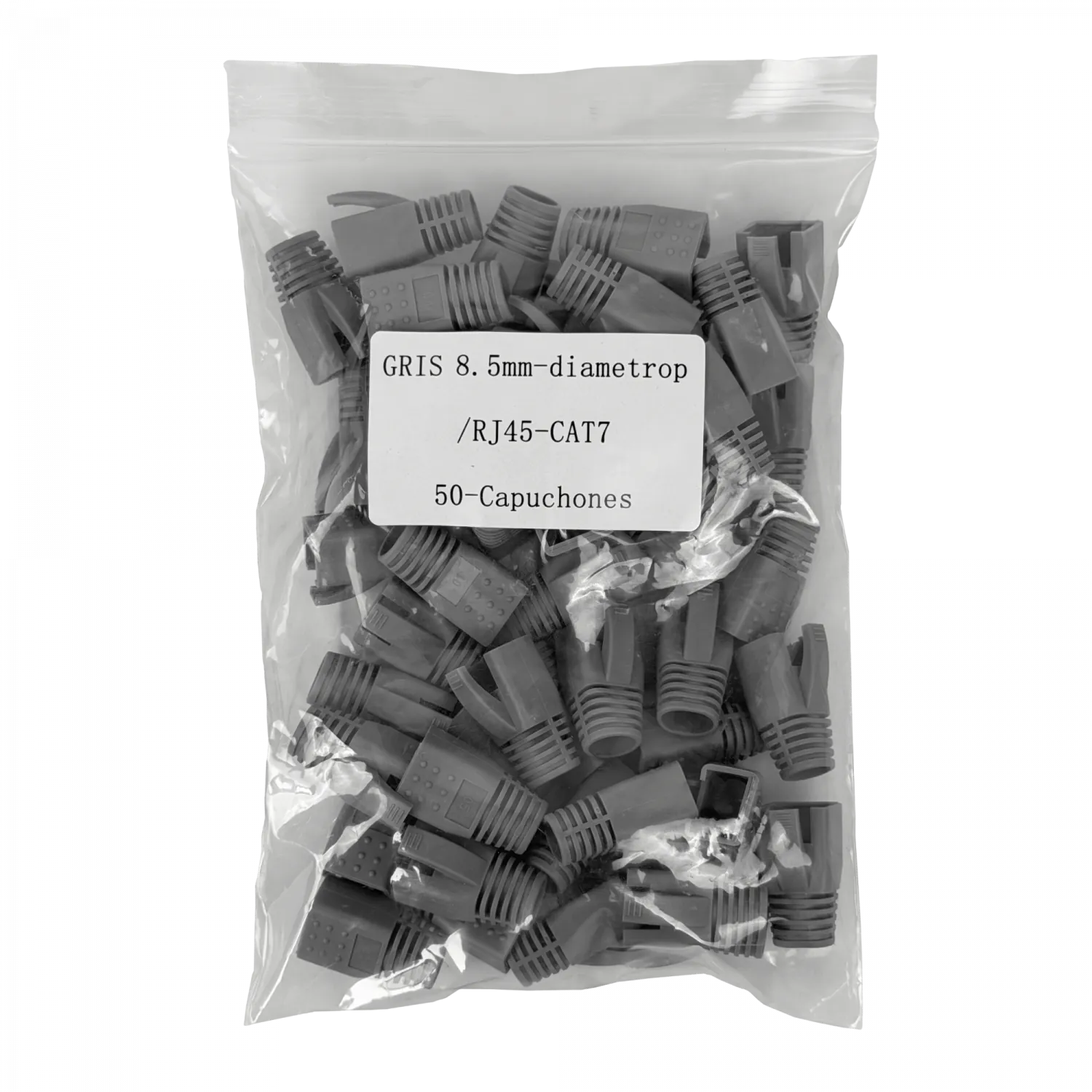 GRIS 8,5mm diametro p/RJ45-CAT7 50-Capuchones 1