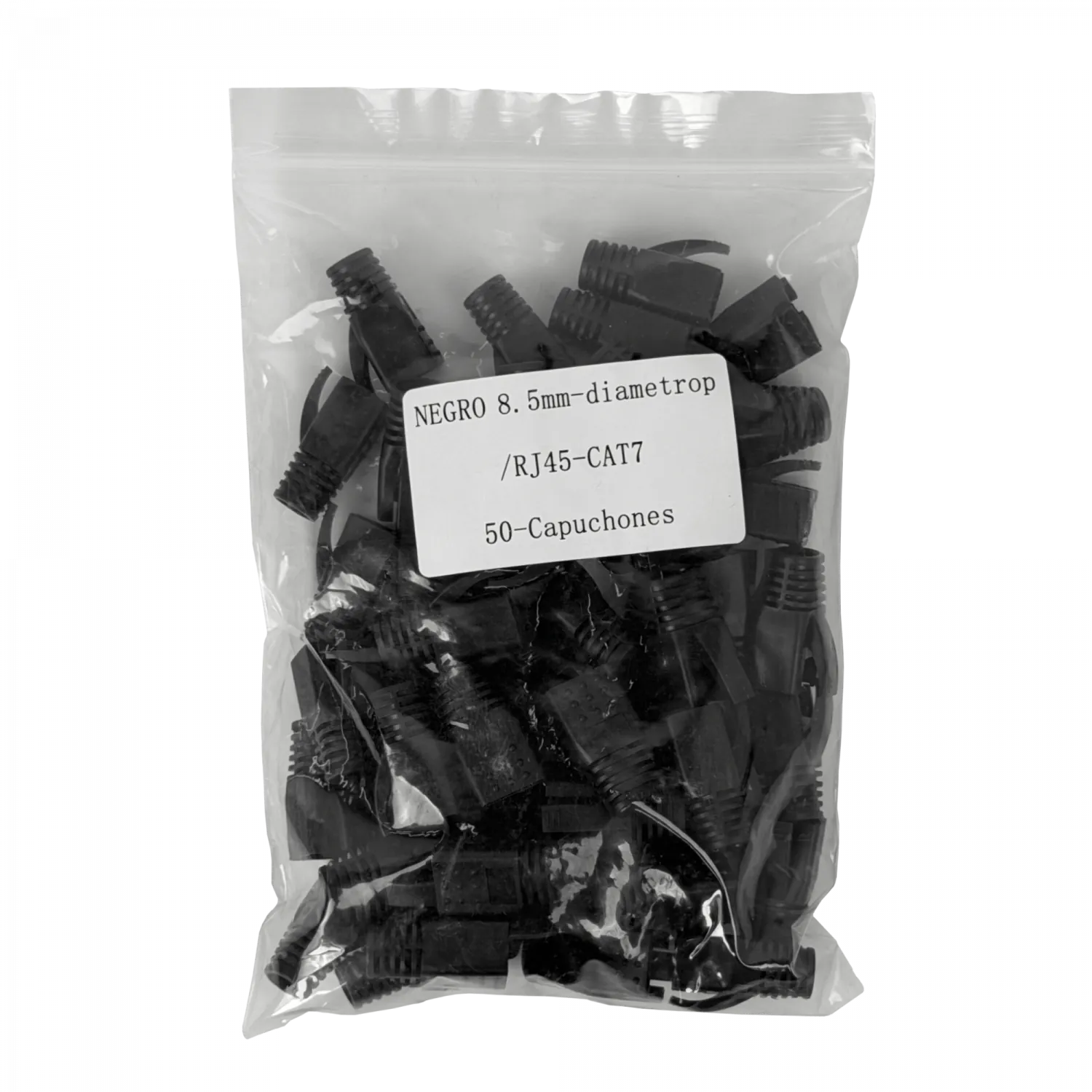 NEGRO 8,5mm diametro p/RJ45-CAT7 50-Capuchones 1