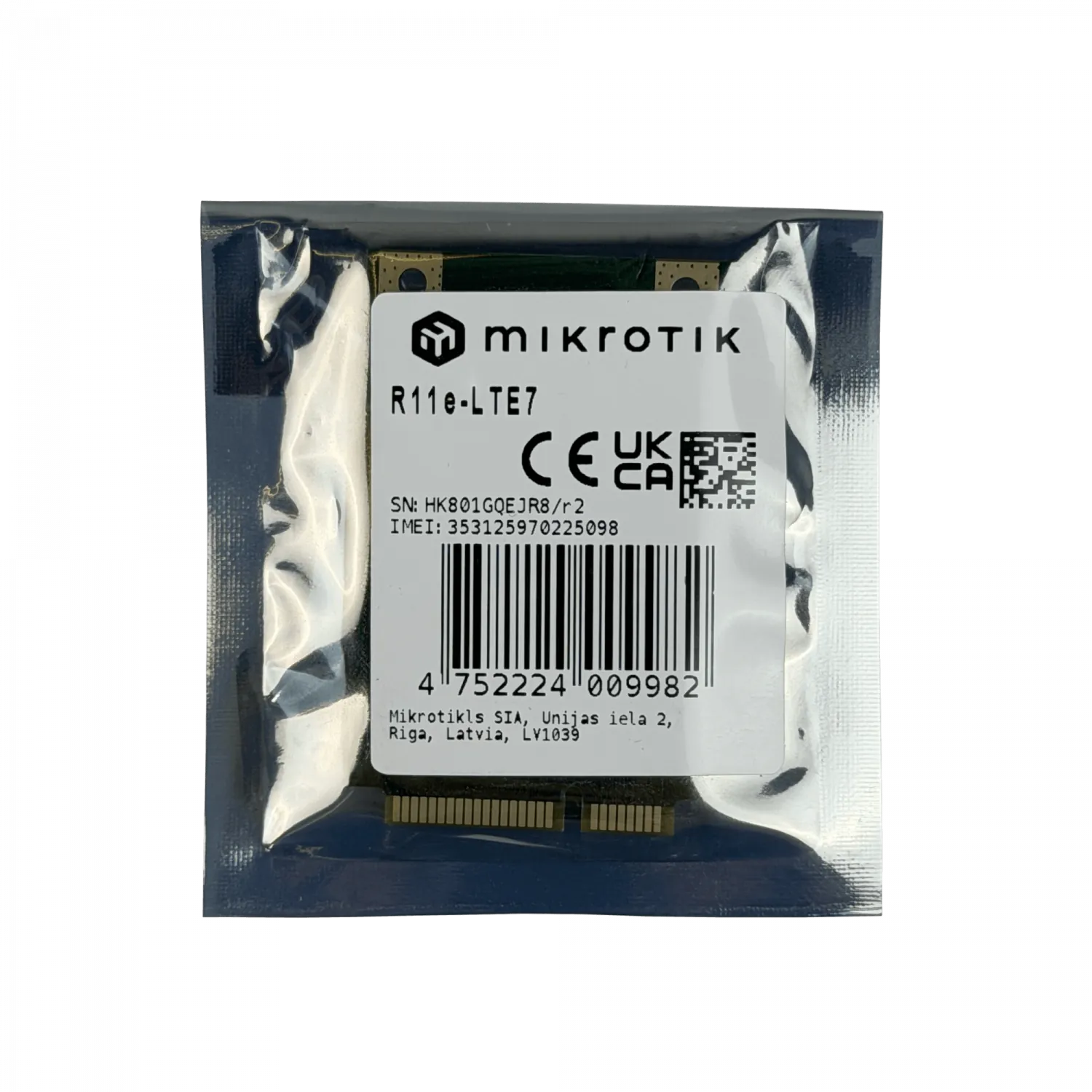 Módem LTE Cat7 de alto rendimiento RouterBOARD MikroTik R11e-LTE7 MiniPCIe LTE Cat7 300Mbps 2x U.FL 4