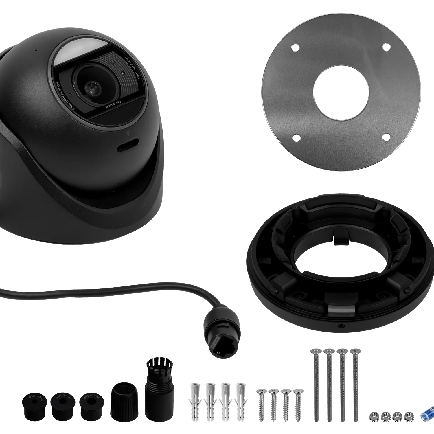 UI Negro MiniDomo 8MP AI 2,36x 1-1000 IP66 IK04 CamaraIP IR40 req-PoE+ 3