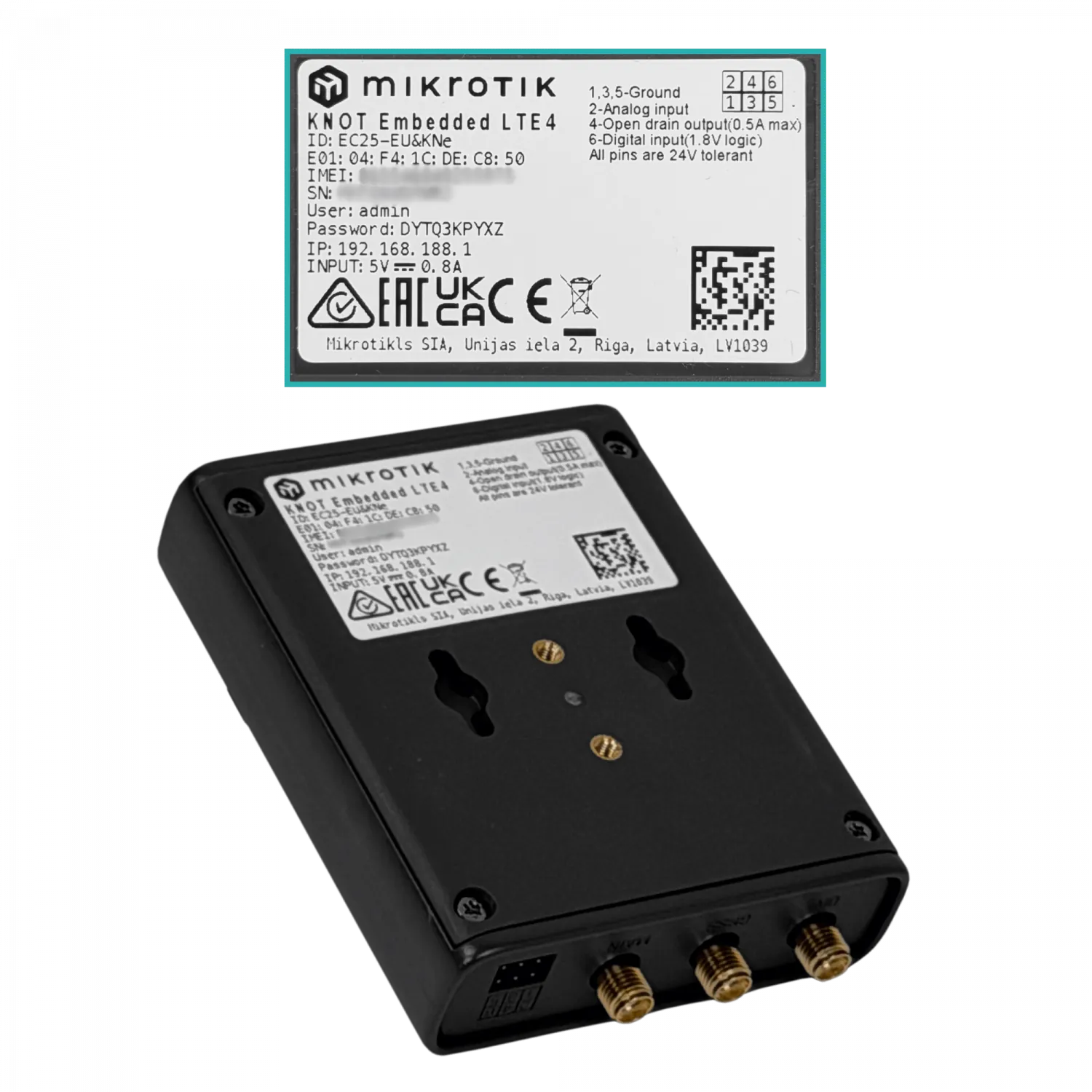 MIKROTIK 1-1000(PoE-in) LTE4 1 Sim/eSim Bluetooth5.1 Riel Din inc-5V 3