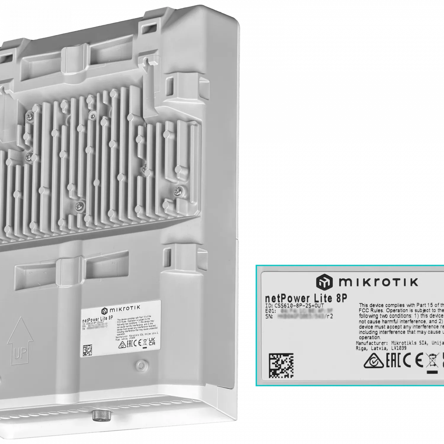 Switch PoE industrial con UPS y 10G uplinks MikroTik netPower Lite 8P 8 PoE 2 SFP+ 10G UPS IP54 6