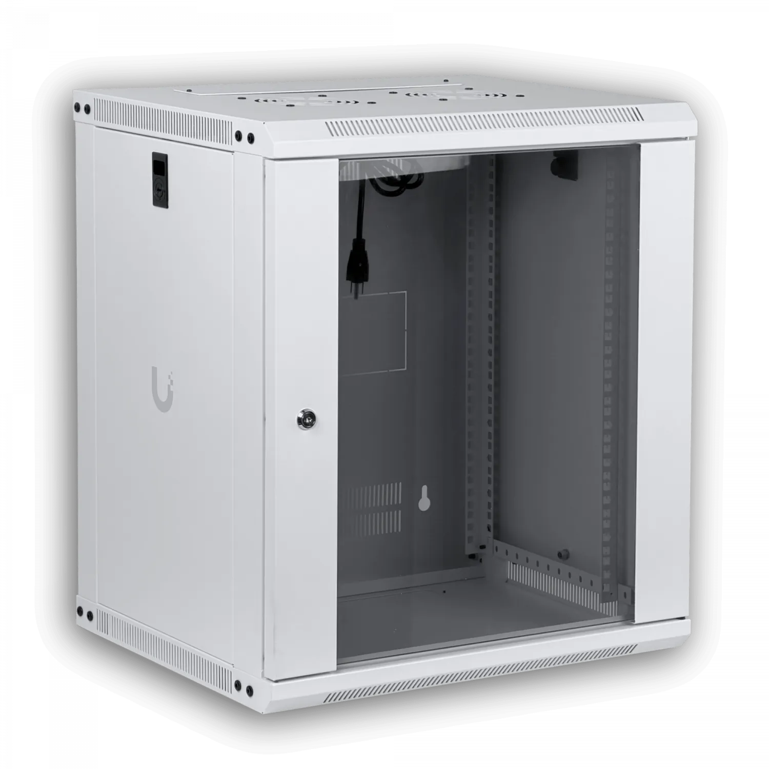 UBIQUITI Blanco 12U 45cm Fondo Puerta Vidrio Gabinete Rack Pared Muro 6
