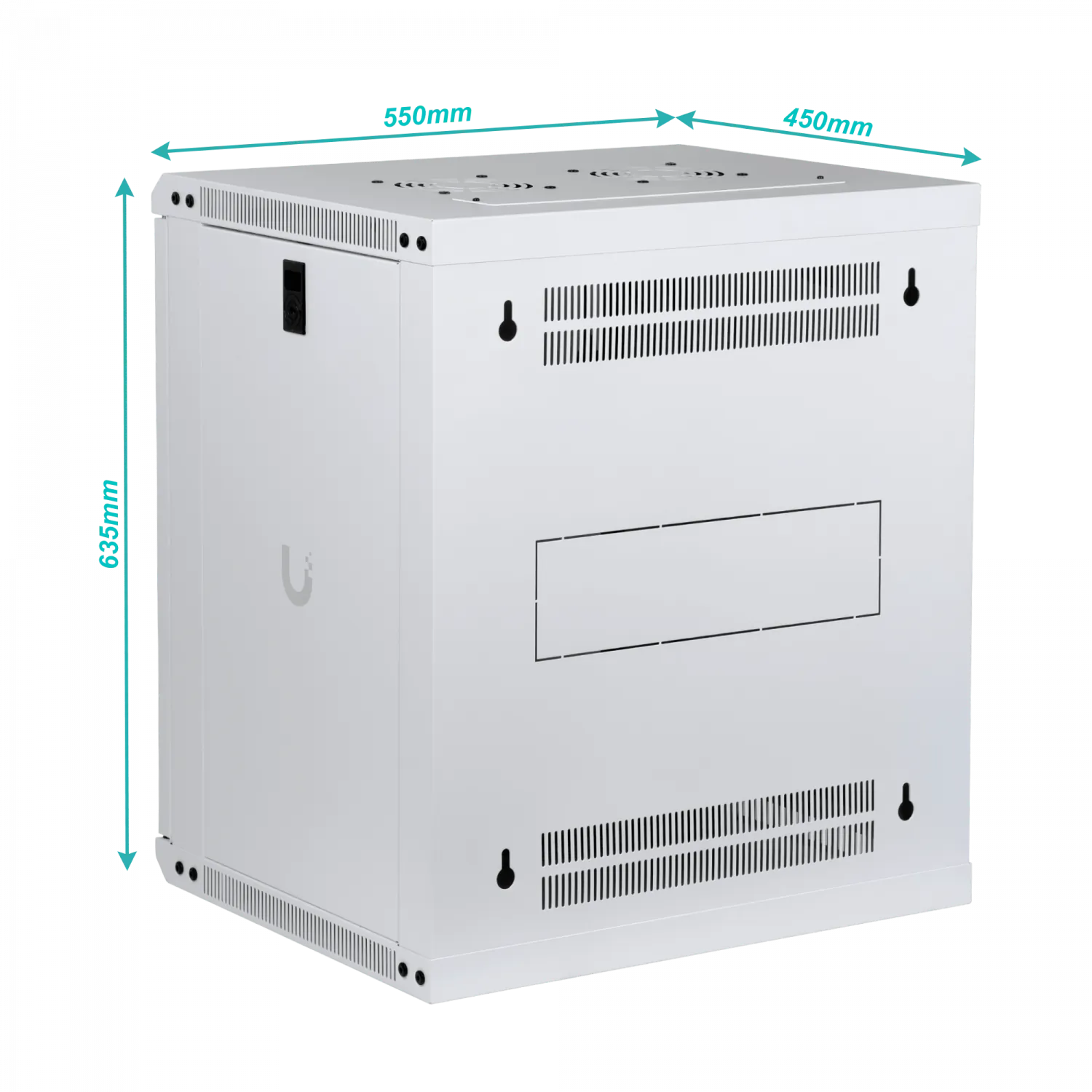 UBIQUITI Blanco 12U 45cm Fondo Puerta Vidrio Gabinete Rack Pared Muro 8