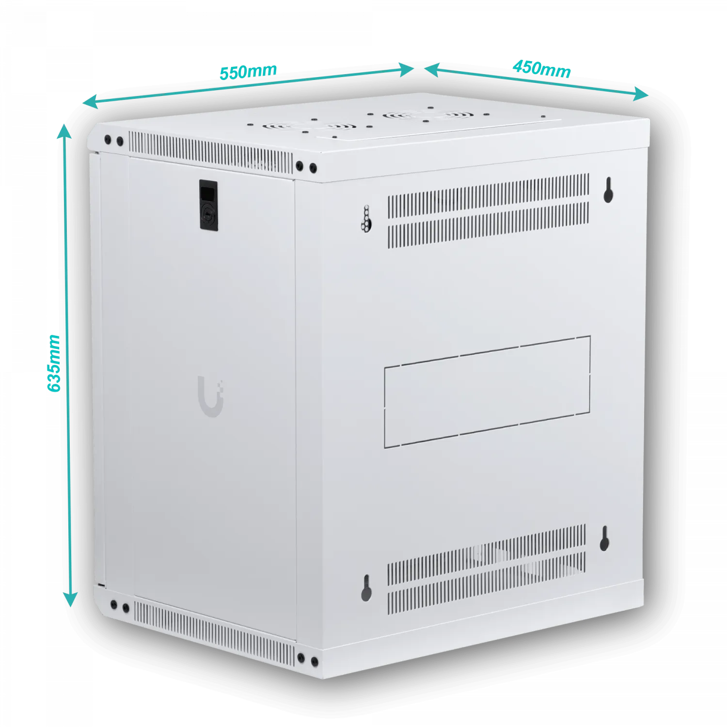 UBIQUITI Blanco 12U 45cm Fondo Microperforada Gabinete Rack Pared Muro 1