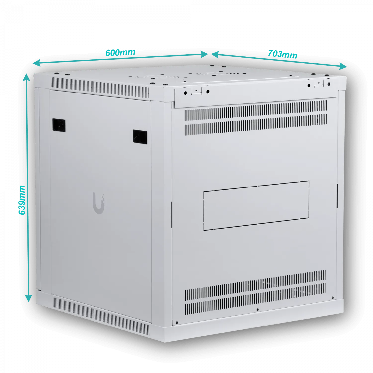 UBIQUITI Blanco 12U 60cm Fondo Puerta Vidrio Gabinete Rack Pared Muro 1