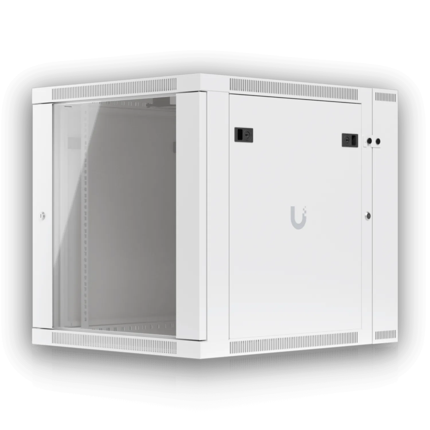UBIQUITI 12U Puerta Vidrio Doble Bisagra 70cm Fondo Rack Muro Blanco 2