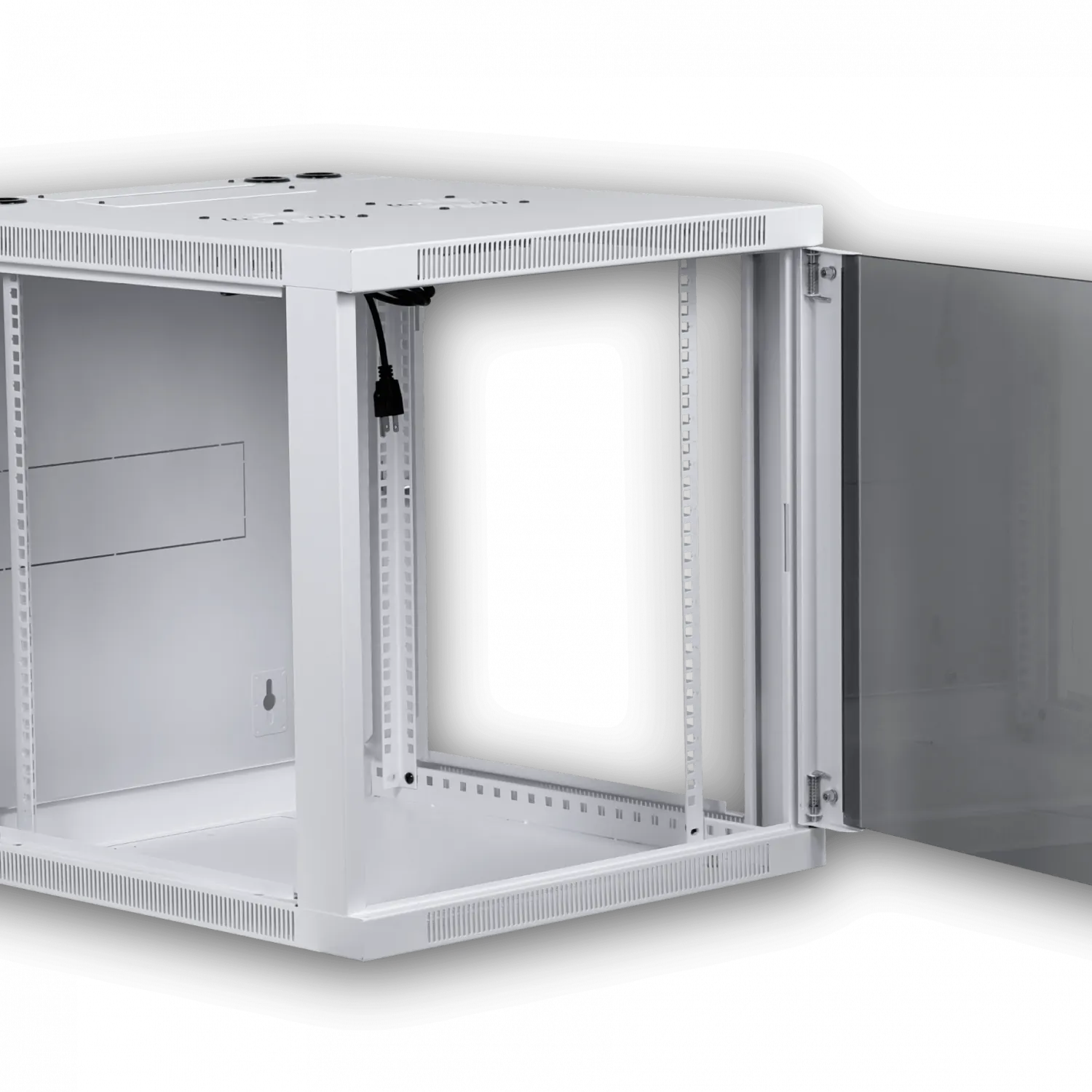 UBIQUITI 12U Puerta Vidrio Doble Bisagra 70cm Fondo Rack Muro Blanco 4