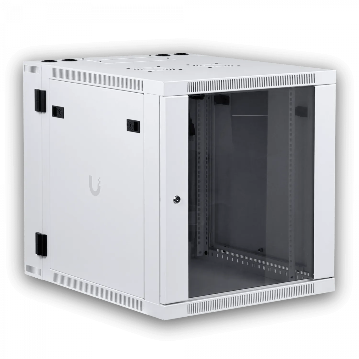 UBIQUITI 12U Puerta Vidrio Doble Bisagra 70cm Fondo Rack Muro Blanco 6