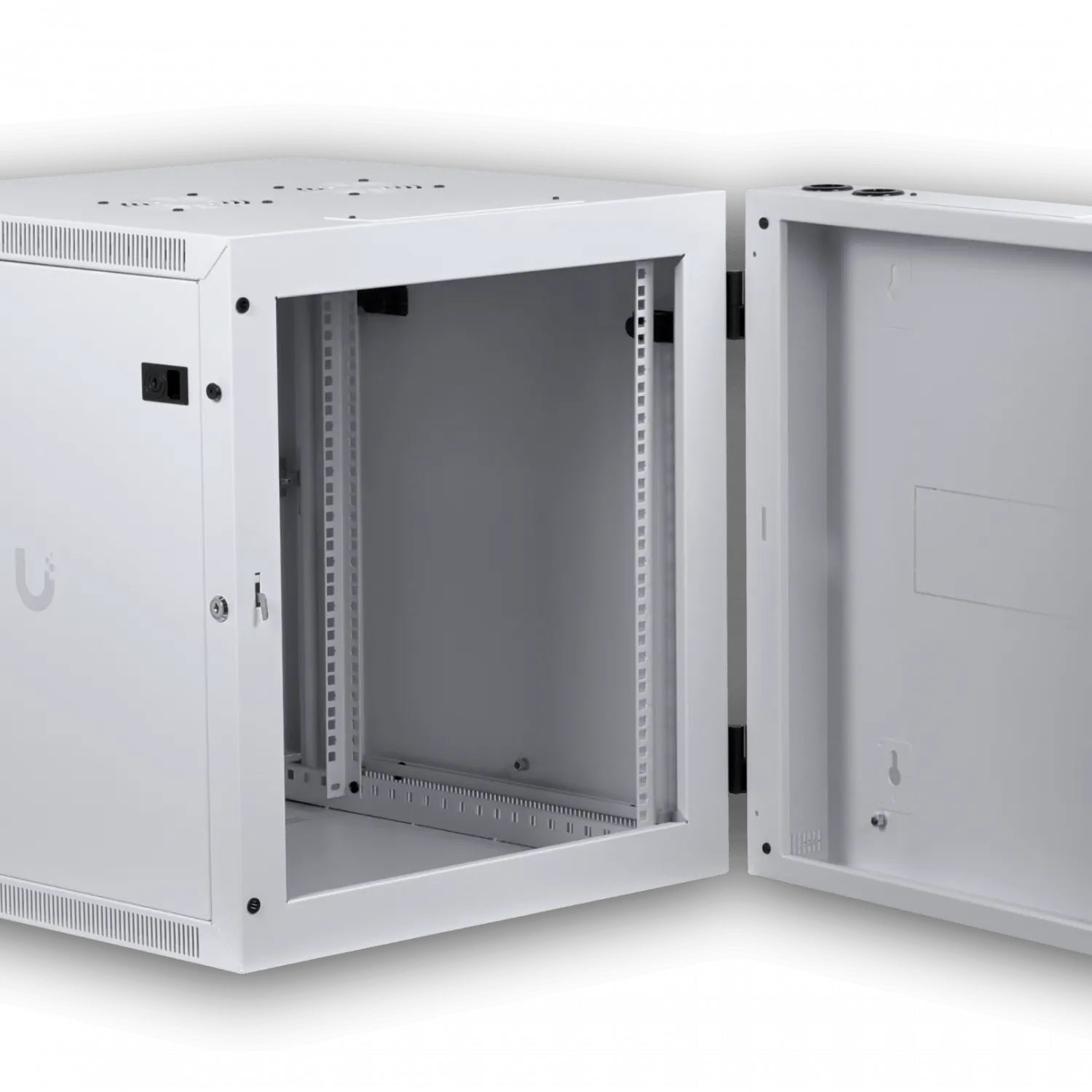 UBIQUITI 12U Puerta Vidrio Doble Bisagra 70cm Fondo Rack Muro Blanco 9