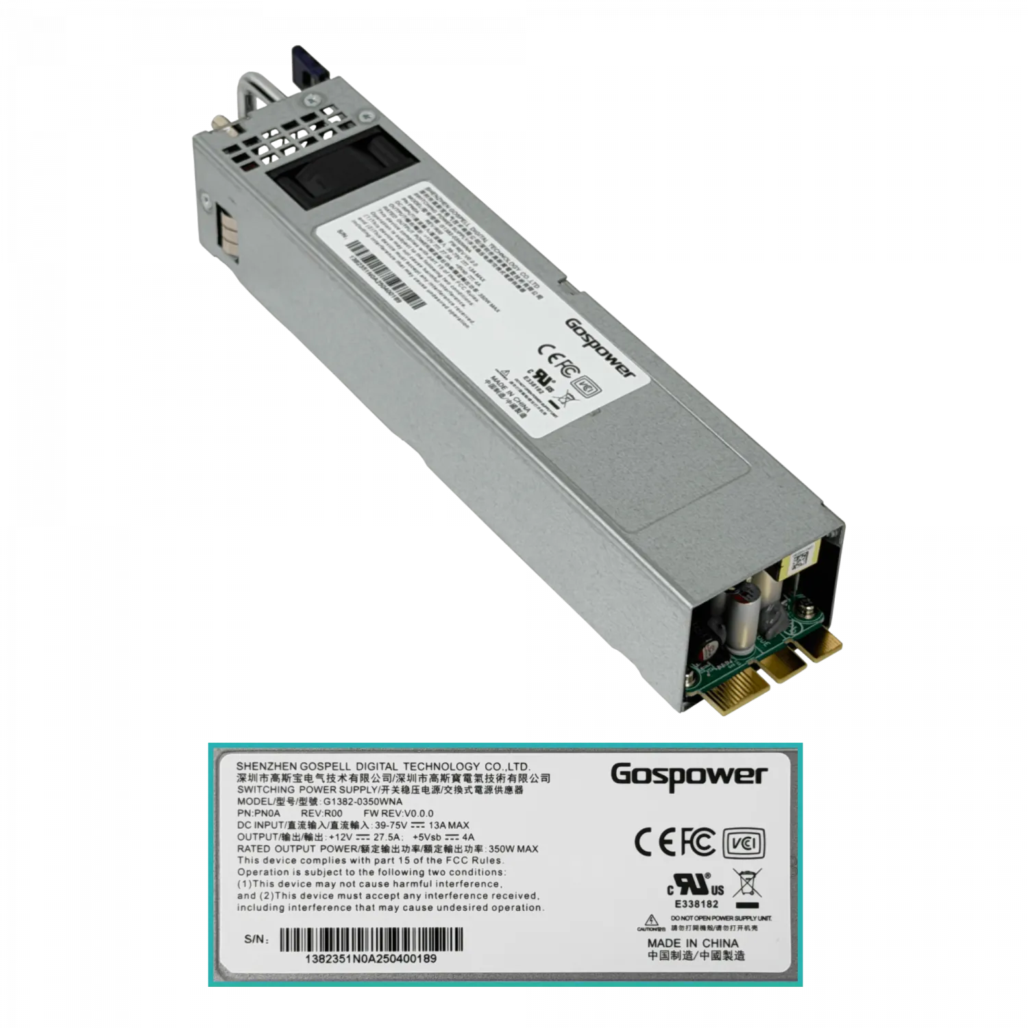 MIKROTIK in-39/-57VDC 13A out 12VDC 27,5A 48V Fuente Repuesto p/CRS804 2