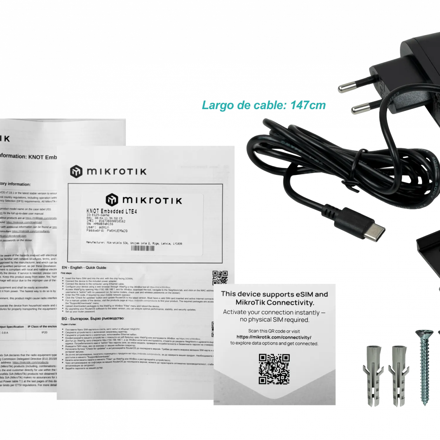 MIKROTIK CAT4-LTE/4G BT5 GPS 1-1000-Poe USB-C Riel Din SIM/eSIM Global 9