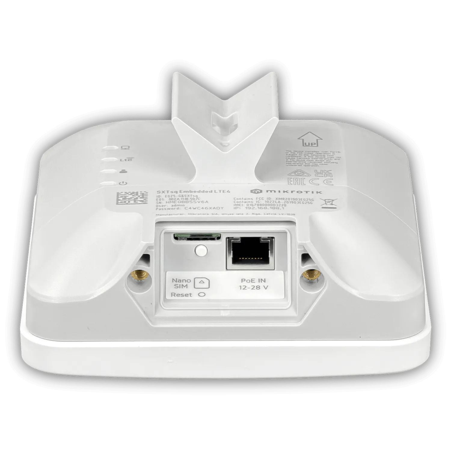MIKROTIK 4G LTE4 9dBi 1 Sim/eSim 1-1000 2x2 Exterior L3 inc-24V 5