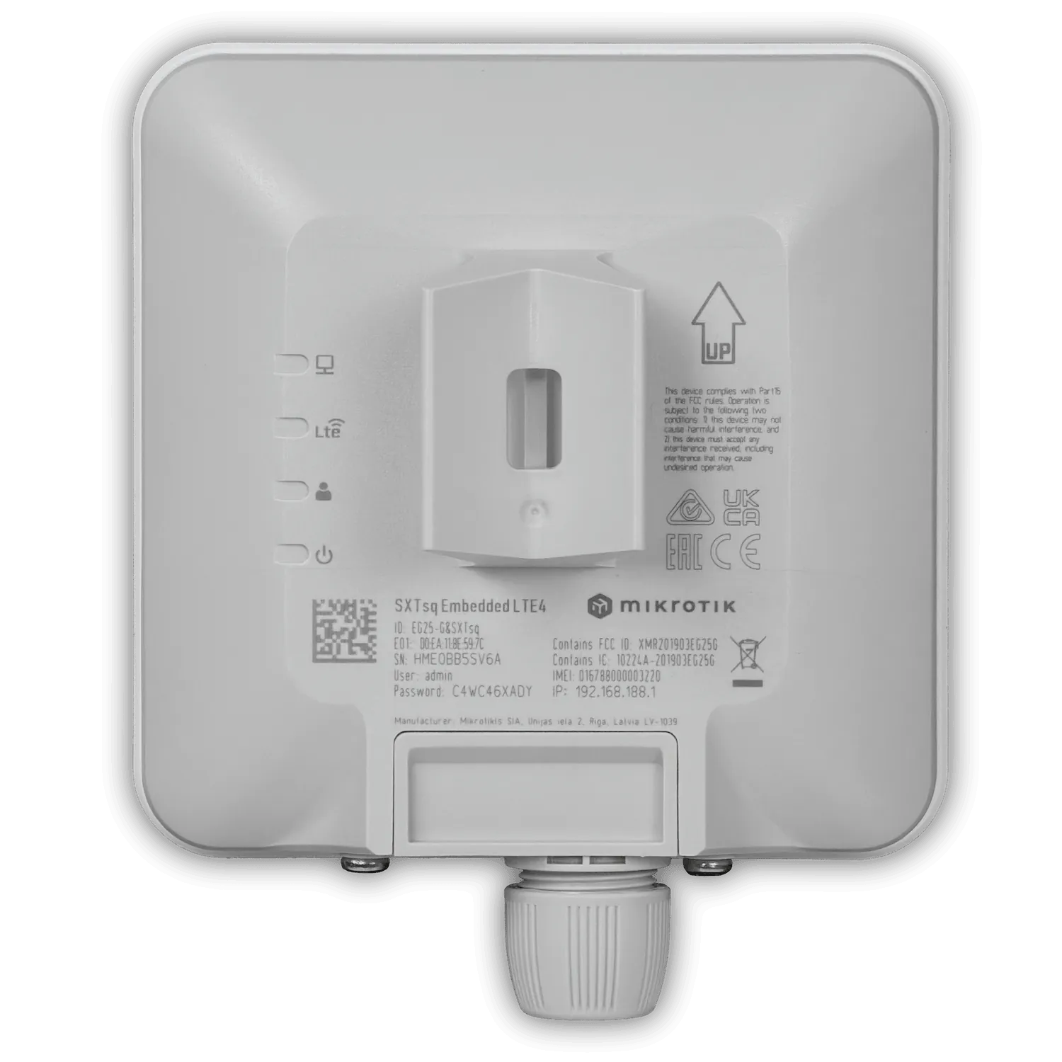 MIKROTIK 4G LTE4 9dBi 1 Sim/eSim 1-1000 2x2 Exterior L3 inc-24V 8
