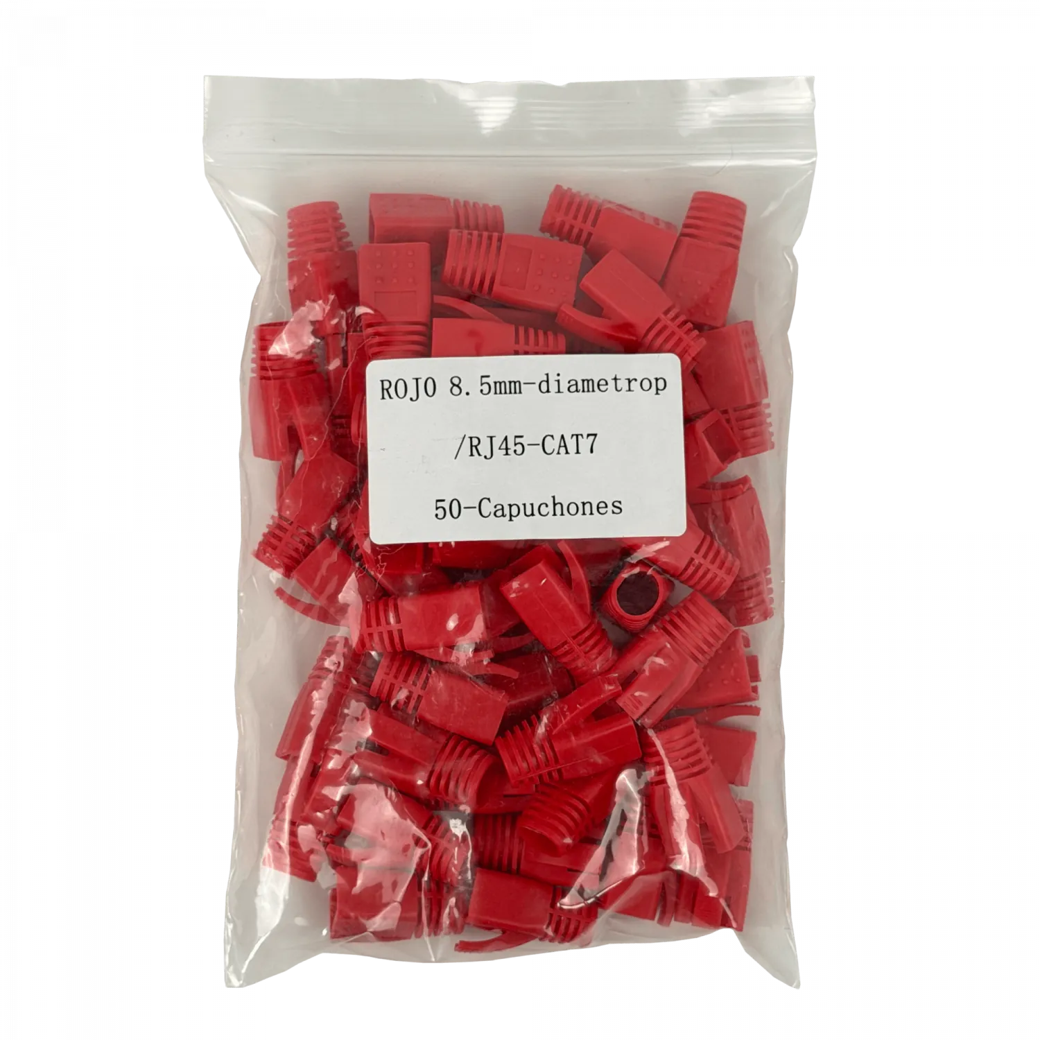 ROJO 8,5mm diametro p/RJ45-CAT7 50-Capuchones 4