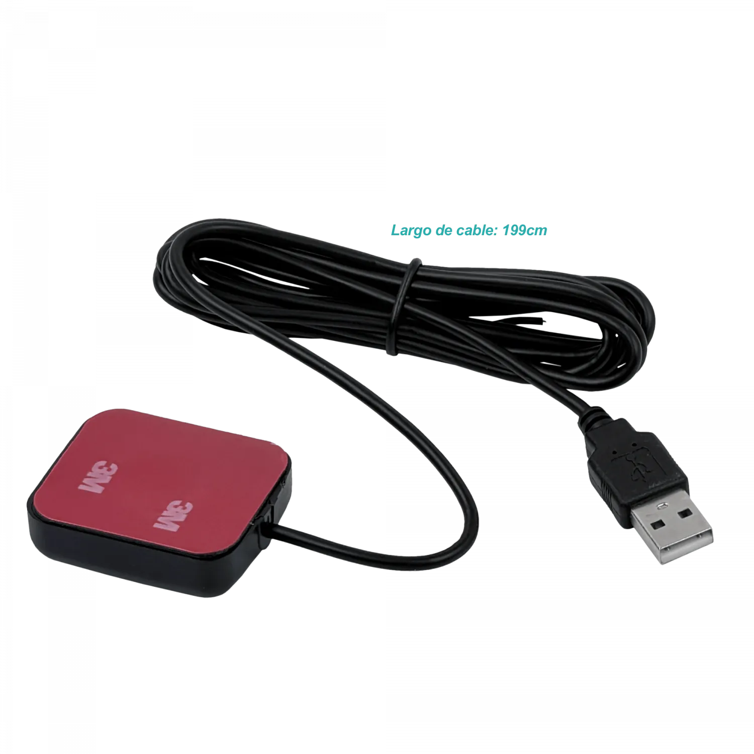 Antena USB2.0 GPS 1575MHz L1 GZSS SBAS Cable 200mm Base Adhesivas 2mt 3