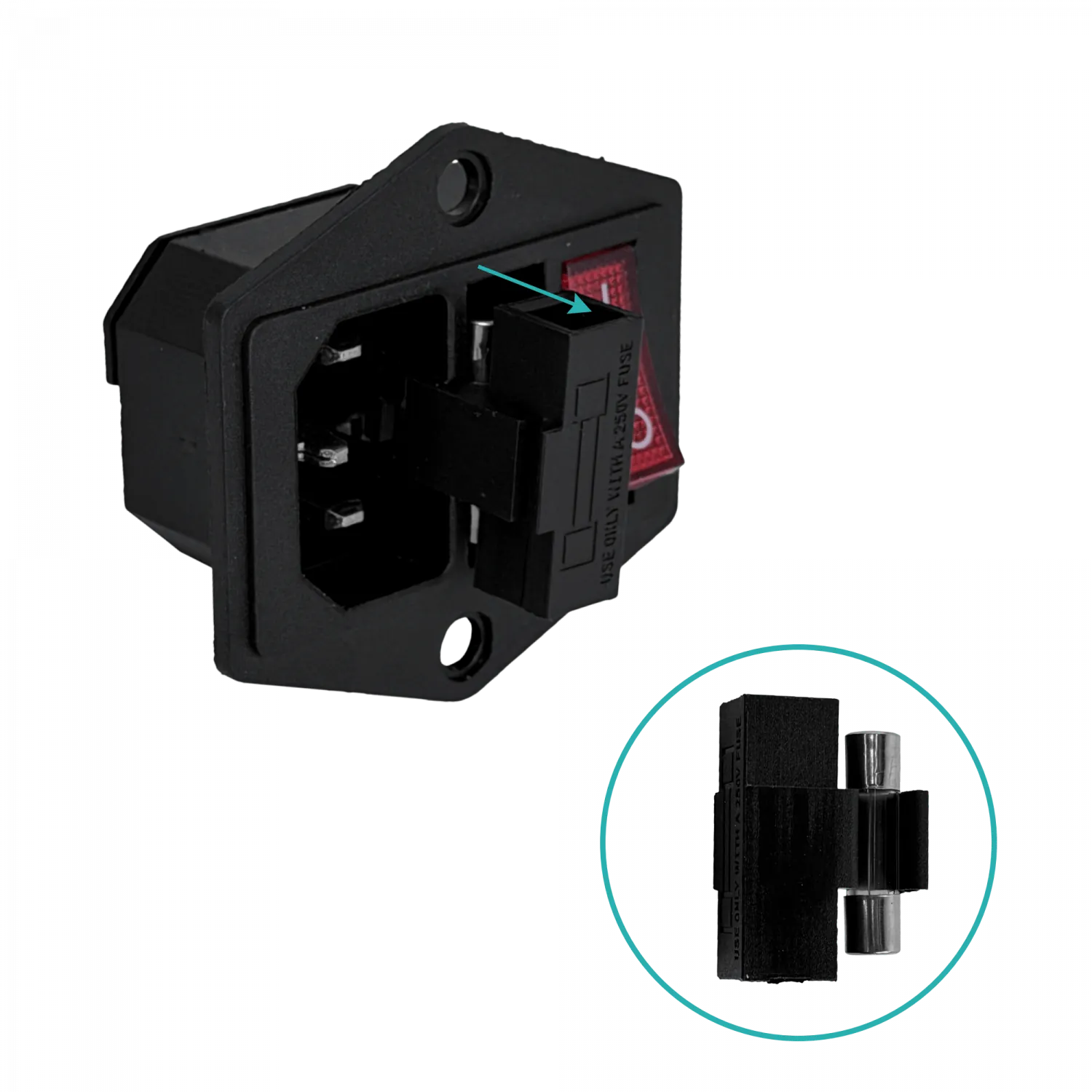 Toma de Corriente C14 Interruptor Fusible 3A Atornillable 220Vac 10A 5
