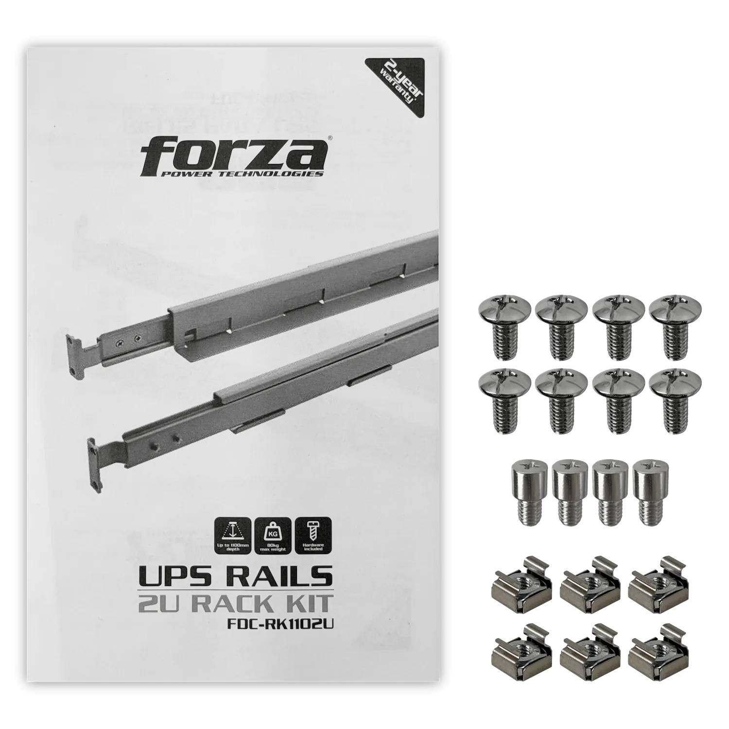 Forza 2U Fondo 478-1130mm Riel de Rack Soporta 80Kg 3