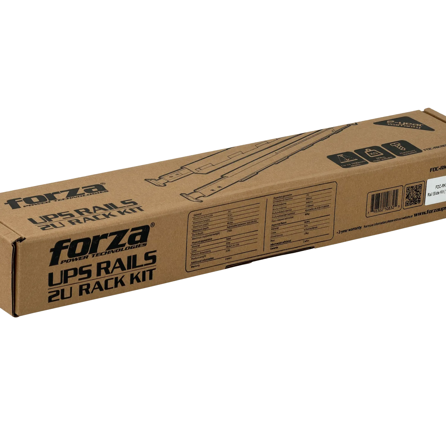 Forza 2U Fondo 478-1130mm Riel de Rack Soporta 80Kg 4