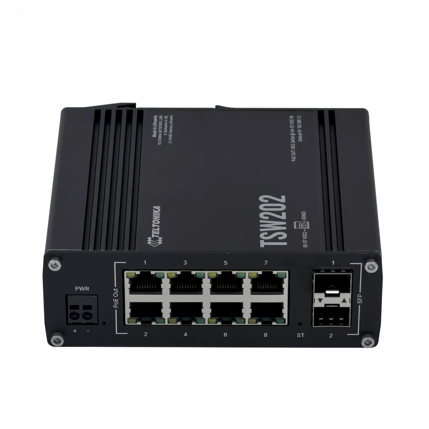 Switch PoE+ Gestionado Teltonika TSW202, 8 Puertos Gigabit, 2 SFP, 240W, Industrial, Control Total 1
