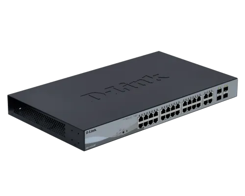 D-LINK 24-1000-POE48V(4-at/20-af) 4-SFP 193W tot Switch Smart Rack 1