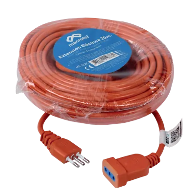 Cable Extensor Eléctrico 20 metros, Macrotel, Color Naranjo, Corriente 10A 1
