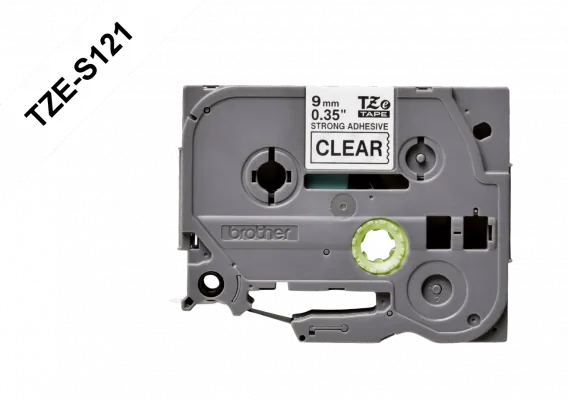 Cinta Laminada Brother TZE-S121, Texto Negro, Fondo Transparente, 9mm, Longitud 8m 1