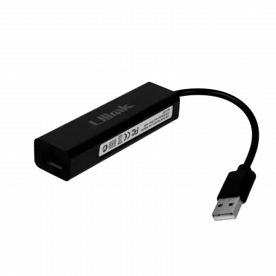 ULINK Negro 1-USB2.0 1-LAN-RJ45-Ethernet 10/100mbps HUB/3-USB2.0 3