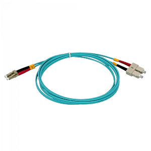 Jumper fibra 50/125um 3.0mm LSZH 2mt LC-SC OM3 multimodo MM dúplex