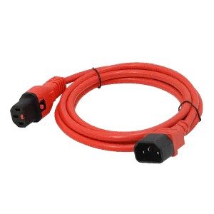 Cable de poder C13/C14 macho hembra rojo 7A 3x0,82mm2 180cm 1,8mt