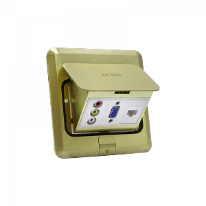 Caja de Piso RST-M3P RJ45 + VGA + 3 RCA Abatible Metálica 103x99x55mm con Tapa 118x120mm
